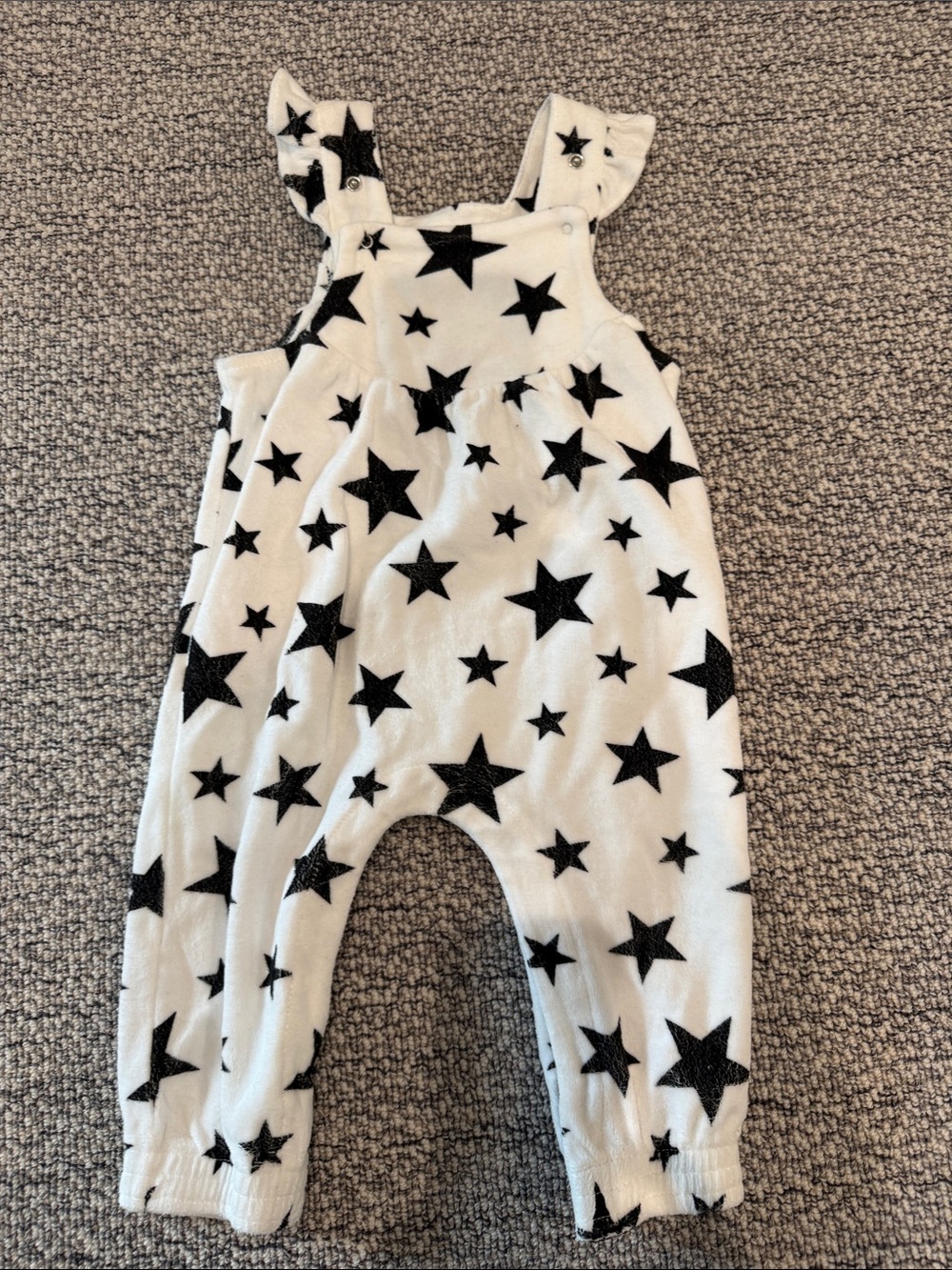 Angel Dear White Overalls with Black Star Print